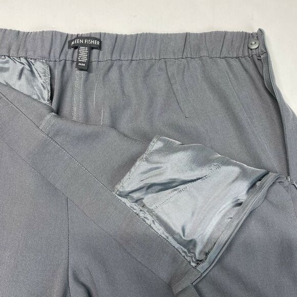 Eileen Fisher Tencel Tapered Leg Pants Sz Medium Dark Gray Textured Elastic EUC - Picture 3 of 12
